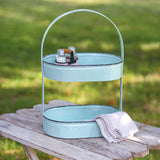 Two Tiered Seafoam Blue Tray