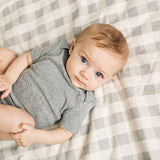 Grey and Cream Buffalo Check Baby Blanket