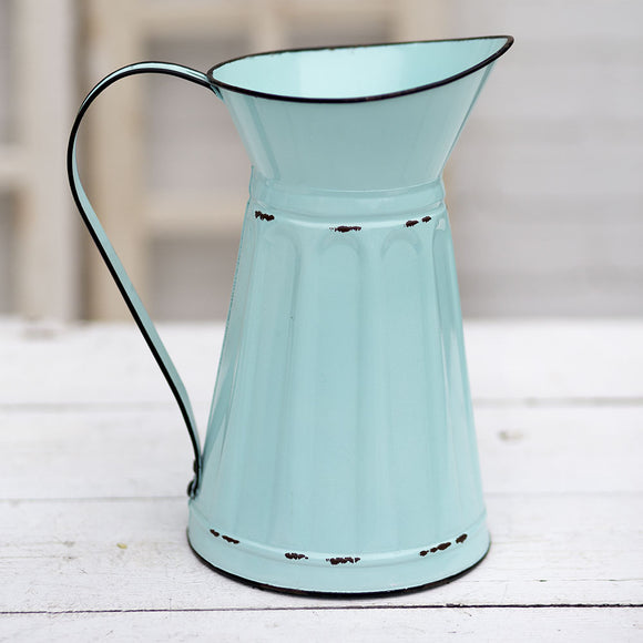 Turquoise Distressed Metal Pitcher