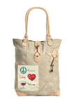 Peace, Love, Wine Tan Tote