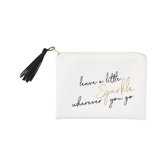 Our Sparkle Cosmetic bag has zip closure with tassel. 