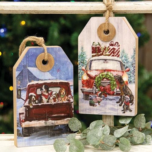 Winter Scene Wooden Christmas Tags