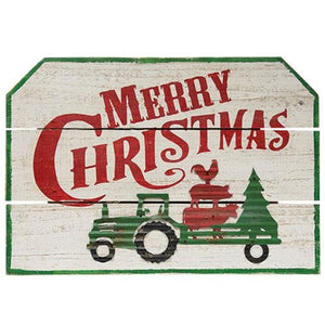Wooden Pallet Merry Christmas Tractor Wall Sign