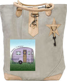 Happy Camper Tan Canvas Tote