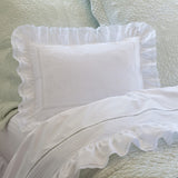 Ruffled White Throw Pillow