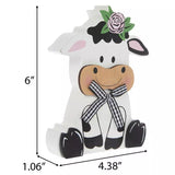 Smiling Cow Wood Sitter