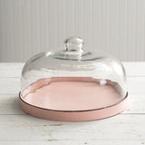 Glass Cloche with Pink Base