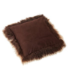 Tibetan Lambskin Pillow Cover Brown with Tan Tips