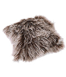 Tibetan Lambskin Pillow Cover Brown with Tan Tips