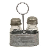 Salt & Pepper Shakers with Galvanized Caddy