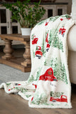 Christmas Barn and Truck Plush Sherpa Throw
