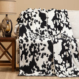 Black and White Cowhide Stretchy Throw Blanket