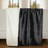 Grey Plush Sherpa Throw