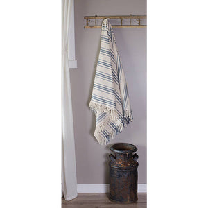 Grain Sack Cream and Pewter Stripe Afghan