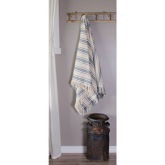 Grain Sack Cream and Pewter Stripe Afghan