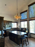 Moose 6 Antler Chandelier with Downlight