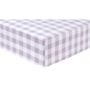 Gray and White Buffalo Check Fitted Crib Sheet