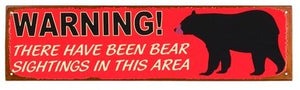 Red Metal Sign- Bear Warning