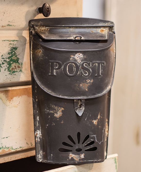 Distressed Black Post Box