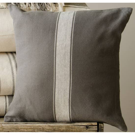 Grain Sack Stripe Pewter Pillow Cover