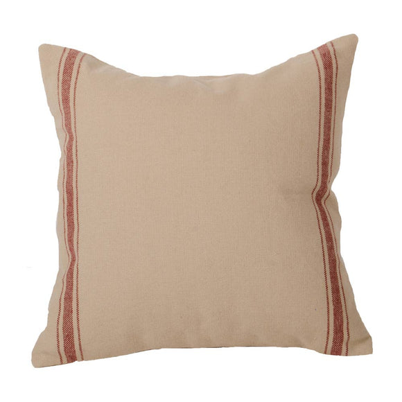 Grain Sack Barn Red + Oat Stripe Pillow Cover
