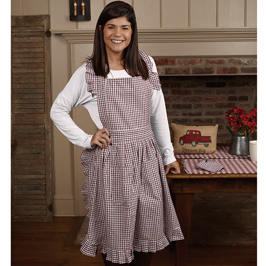 Red and White Checked Apron – Gabby's Farmhouse