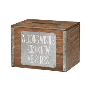 Wooden Wedding Wishes Card Box