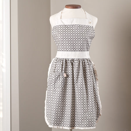 Grey And White Apron
