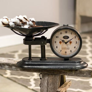 Vintage Decorative Brushed Black Metal Scale with Clock