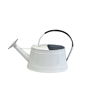 White Enamel Watering Can with Handle