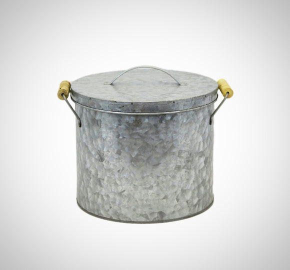 Galvanized Ice Bucket With Wooden Handles