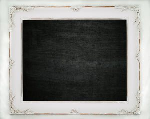 Chalkboard in Distressed White Frame.