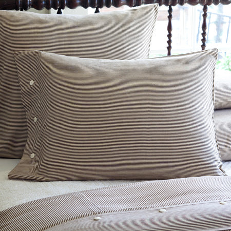 Farmhouse Brown + Cream Stripe Standard Pillowcase Sham