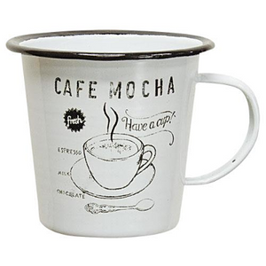 White Enamel Mug, Cafe Mocha