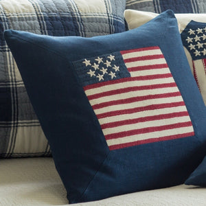American Flag Indigo Porch Pillow