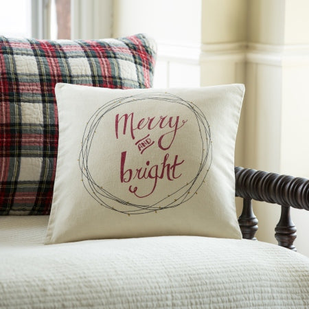 Merry and Bright Holiday Throw Pillow