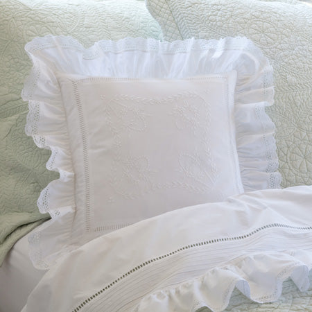 Ruffled White Throw Pillow