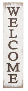 White Wooden Welcome Leaner Sign